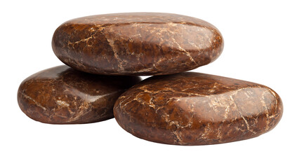 stack of smooth grey and beige stones isolated on white background as transparent PNG