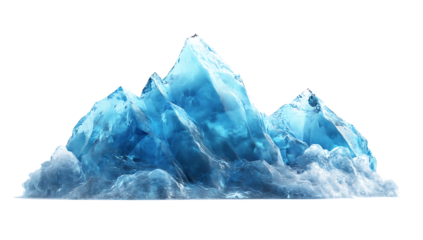 A blue ice mountain isolated on a white background,png