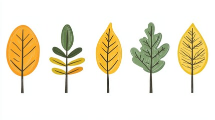 Naklejka premium Colorful autumn leaves vector arrangement for seasonal designs and backgrounds with nature inspired aesthetics and minimalistic fall elements