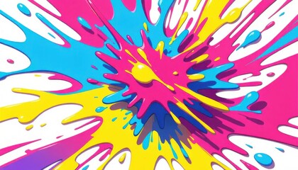 Dynamic Paint Splatter Art, Studio, Creative Illustration, Colorful Environment, Close-up, Modern Concept