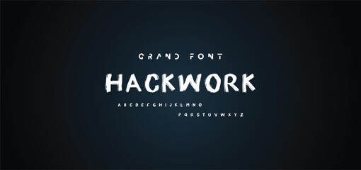 Vector Illustration Grunge Horror Typographie. Hand Made Brush Font.