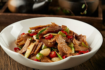 Hunan-style fried bacon with rice pepper