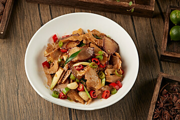 Hunan-style fried bacon with rice pepper