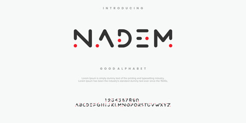 Nadem minimal abstract alphabet fonts. Typography  creative font. vector illustration