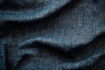 Naklejka premium Close-up of textured, wrinkled denim fabric.