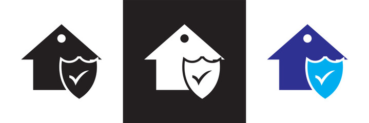 Home insurance icon.  Isolated on white and black background. Vector illustration. EPS 10