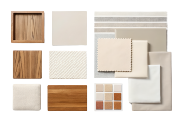 Neutral color palette for interior design isolated with transparent background