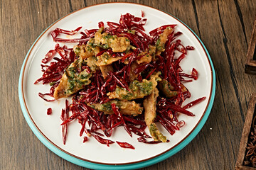 Spicy and Scallion Fried Crispy Pork