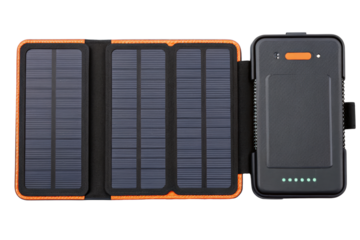 Foldable solar panel charger isolated with transparent background