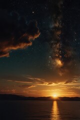 Fototapeta premium The Mysterious Beauty of Day and Night Colliding in a Soft, Ethereal Celestial Glow 