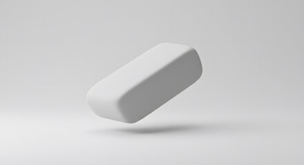 Floating Eraser on Clean Gray Background for School and Office Supplies