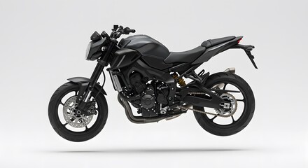 Obraz premium Sleek Black Motorcycle Modern Design in Studio for Product Presentation