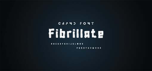 Alphabet vector set of white capital handwritten letters on black background. Handwritten italic font with brush strokes in horror style.