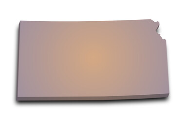 3d Kansas map state with color. United State of America, US, United State