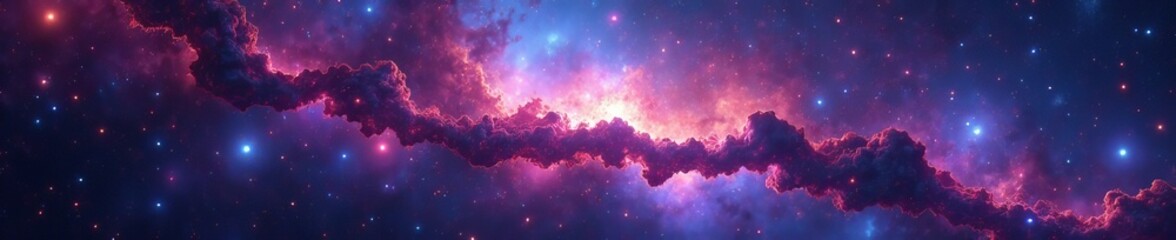 Obraz premium Stunning view of galaxy filled with colorful nebulae and glittering stars, cosmic, galaxy, universe