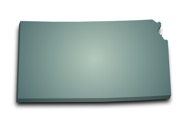 3d Kansas map state with color. United State of America, US, United State