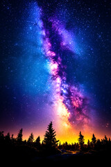 Milky Way over silhouetted trees