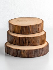 Natural wooden discs for crafting and decor studio setting product photography rustic aesthetic