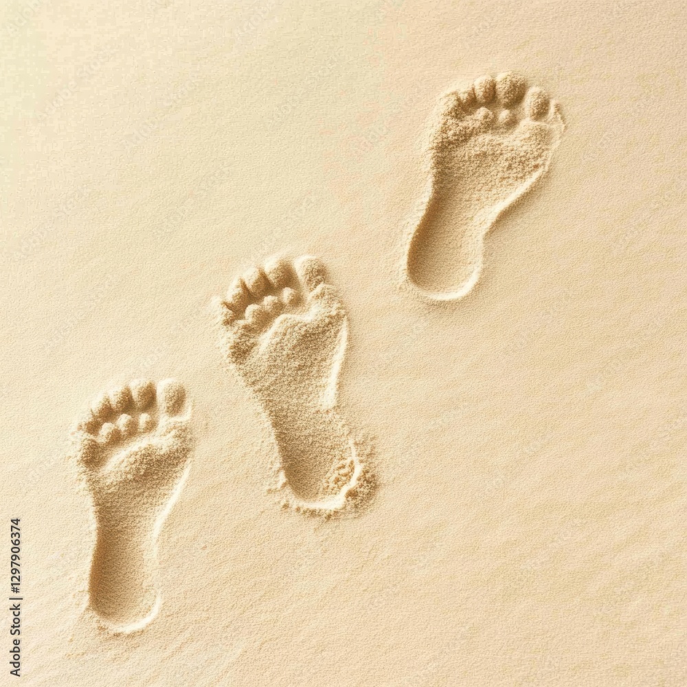 Aufkleber beach footprints left on soft sand during sunset capturing a moment of solitude and reflection by th