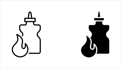 Chili sauce icon set. Hot Spicy Chili Pepper Sauce simple line vector icon, vector illustration on white background