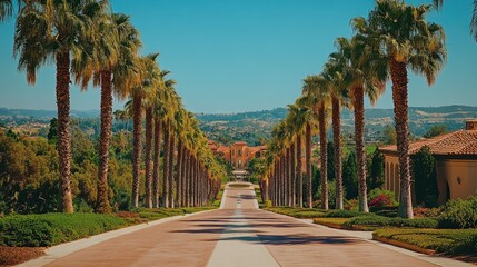 Palm Tree Lined Driveway to Resort