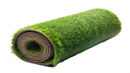 Rolled Artificial Grass Turf - Isolated on White Background as Transparent PNG. AI GENERATED