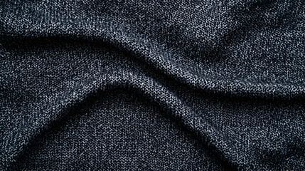 Dark Blue Woven Fabric with Shiny Threads in Textured Surface