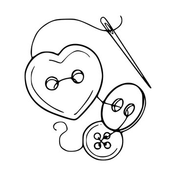 recommend clip art: sewing buttons and needle iine art