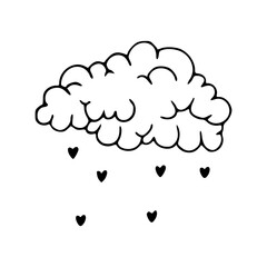 cloud with love rain line art
