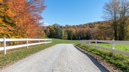 Obraz premium Autumn Country Lane with Colorful Trees