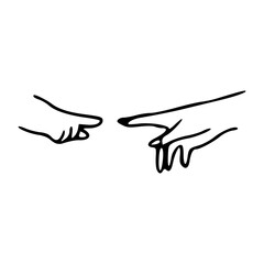 mother and child hands minimalist line art vector