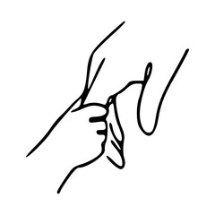 Fototapeta premium mother and child hands minimalist line art vector