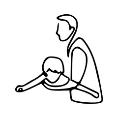 abstract line art sketch of a happy family