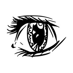 graphic anime girl's eye with linear eyelash pattern