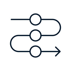 Concept scheme of technological process. Vector linear icon isolated on white background.