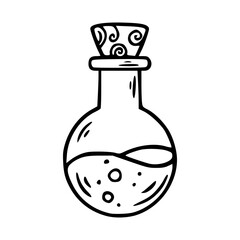 outline drawing of a bottle of magic potion icon