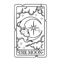 the moon tarot card vector illustration