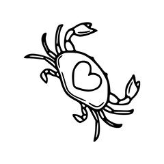 crab with heart line art