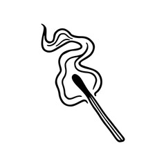 wooden match stick with smoke outline