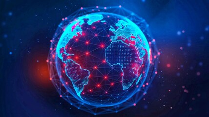 Obraz premium Digital Globe with Network Connections Representing Global Technology and Communication