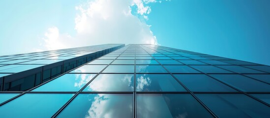 Obraz premium Exterior modern Contemporary building Architecture with blue sky background. AI generated image