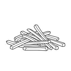 Pile of Fries Illustration: A collection of crisp, golden-brown fries, perfectly depicted in an illustration. A delicious, simple illustration of a popular comfort food.