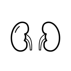Kidney Icon: A minimalist illustration of two healthy kidneys, rendered in a simple, clear line art style.