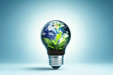Earth lightbulb representing green energy sustainability