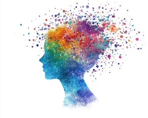 Creative mind concept with colorful explosion on white background