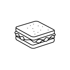 Simple Sandwich Sketch: A minimalist line drawing of a classic sandwich, offering a clean and modern visual, evoking the simplicity and appeal of a quick bite.