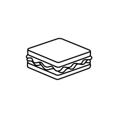 Delightful Sandwich Illustration: A clean, elegant line drawing of a classic sandwich, artfully conveying simplicity and the pleasure of a quick snack.