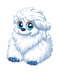 Obraz premium Cute cartoon yeti character, happy expression, digitally drawn, illustration, for kids, use in children's books, or merchandise