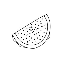 Watermelon Slice Illustration: A graphic illustration showcases a refreshing watermelon slice, emphasizing the texture of seeds and the simplicity of the shape. 