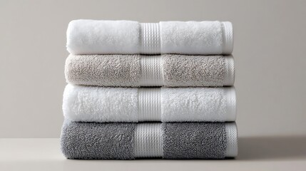 Soft luxury cotton towels in neutral colors for bathroom elegance
